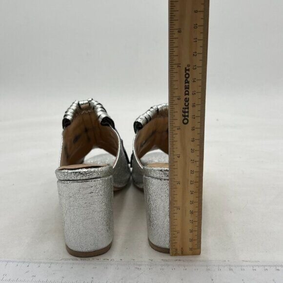 XYD Silver Open Toe Mules with Fringe Slip On High Chunky Heels Summer Sandals - Picture 5 of 8